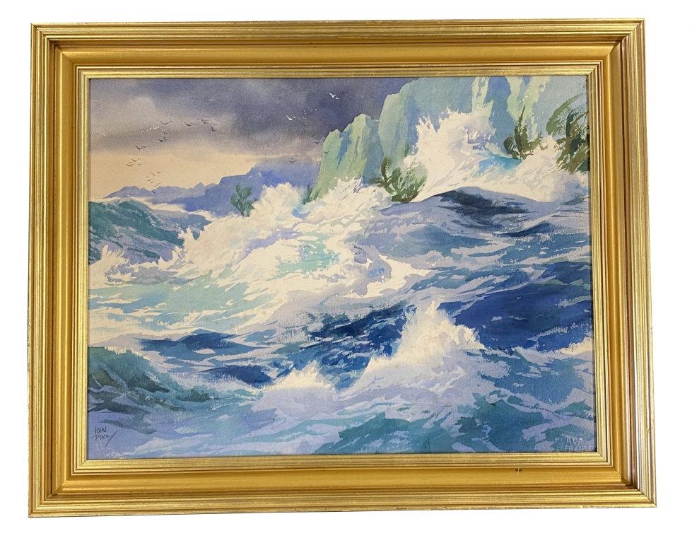 WATERCOLOR & GOUACHE BY JOHN PIKE "TURBULENT SURF"  22" (1 of 8)