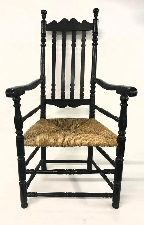 C. 1760 BANNISTER BACK ARM CHAIR, SAUSAGE TURNINGS 48 (1 of 3)