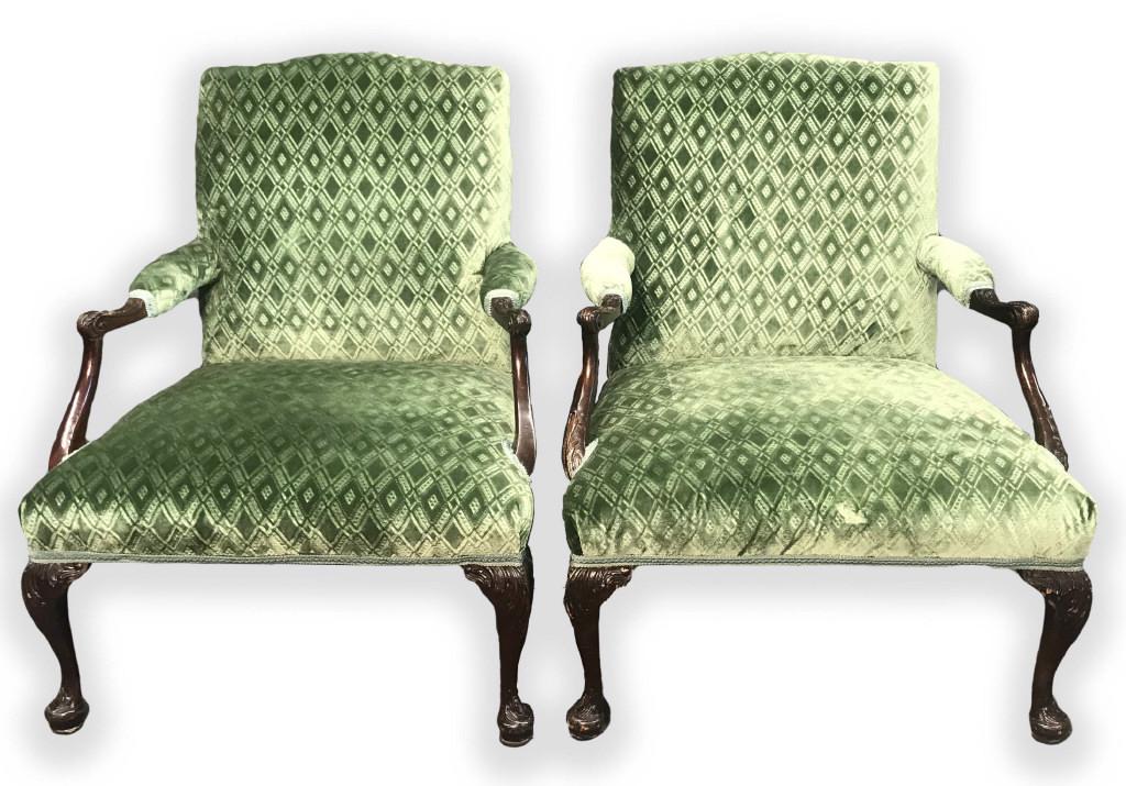 PR OF ENGLISH ARMCHAIRS 36" T X 29" W X 25 1/2" D (1 of 8)