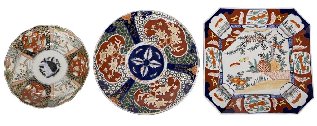 3 PCS  IMARI PORCELAIN, LARGEST 12 1/4" X 12 1/4" (1 of 9)