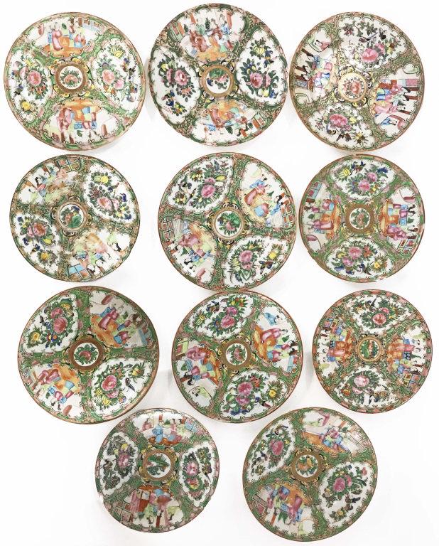 11-19THC. CHINESE PLATES, 10 EARLY ROSE MANDARIN & 1 (1 of 11)