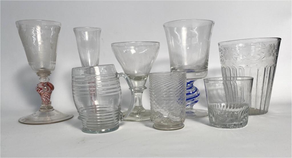 8 PCS EARLY GLASS INC. 3 AIR TWIST STEMS, RUMMER, FLIP (1 of 9)