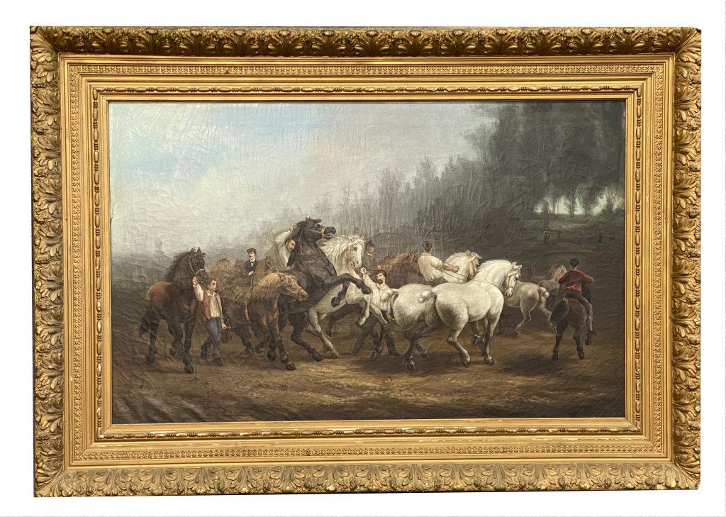 OIL / CANVAS "THE HORSE FAIR" AFTER ROSA BONHEUR 30" X: OIL / CANVAS "THE HORSE FAIR" AFTER ROSA BONHEUR 30" X 48"