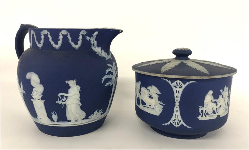 2 PCS. CLASSICAL BLUE & WHITE WEDGWOOD JASPERWARE (1 of 5)