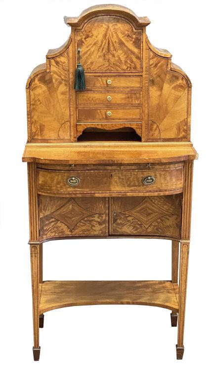 EDWARDIAN SATINWOOD LADIES DESK 49 1/4" X 23 1/4" WIDE: EDWARDIAN SATINWOOD LADIES DESK 49 1/4" X 23 1/4" WIDE X 14 1/2' DEEP
