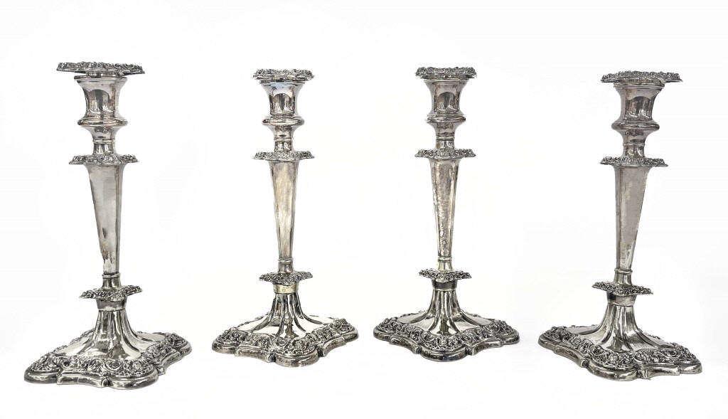 SET OF 4 SILVER PLATED CANDLESTICKS BY GORHAM (1 of 8)