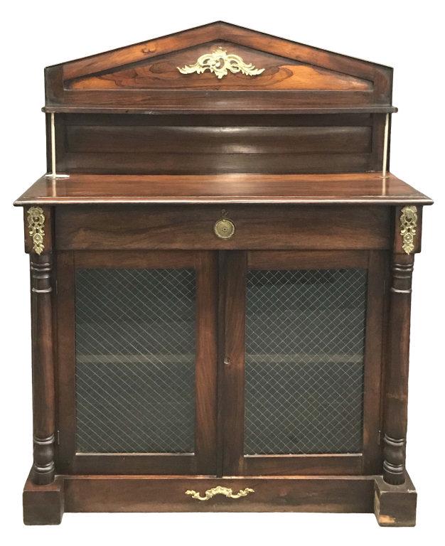 ROSEWOOD EDWARDIAN 2 DOOR CABINET , METAL MOUNTS & (1 of 4)