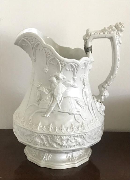 RIDGEWAYS PARIAN PITCHER W/ JOUSTING KNIGHT HANDLE (1 of 4)