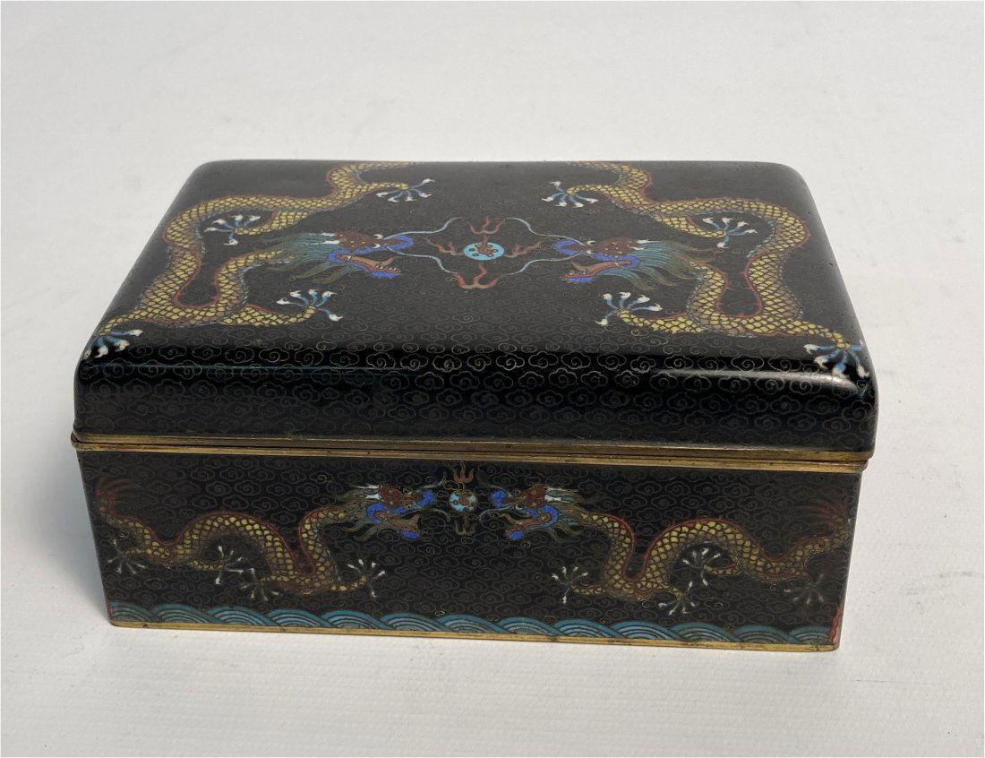 ANTIQUE CLOISONNE BOX WITH 5 TOED DRAGON (1 of 8)