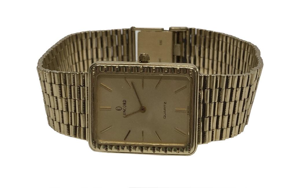 14KT GOLD CONCORD WRIST WATCH & BAND, QUARTZ 42.7 DWT (1 of 8)