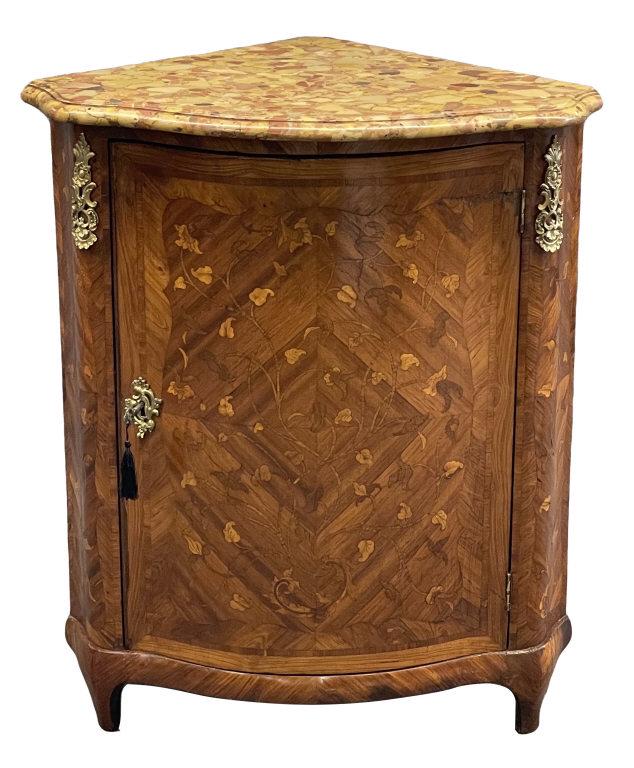 MARQUETRY INLAID BOWFRONT FRENCH CORNER COMMODE WITH (1 of 7)