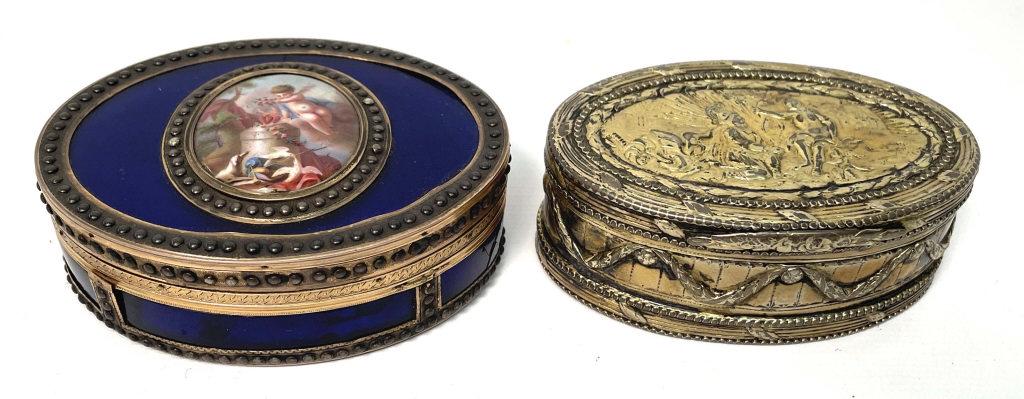 TWO LATE 18TH / EARLY 19THC. SNUFF BOXES 1 BLUE ENAMEL (1 of 6)