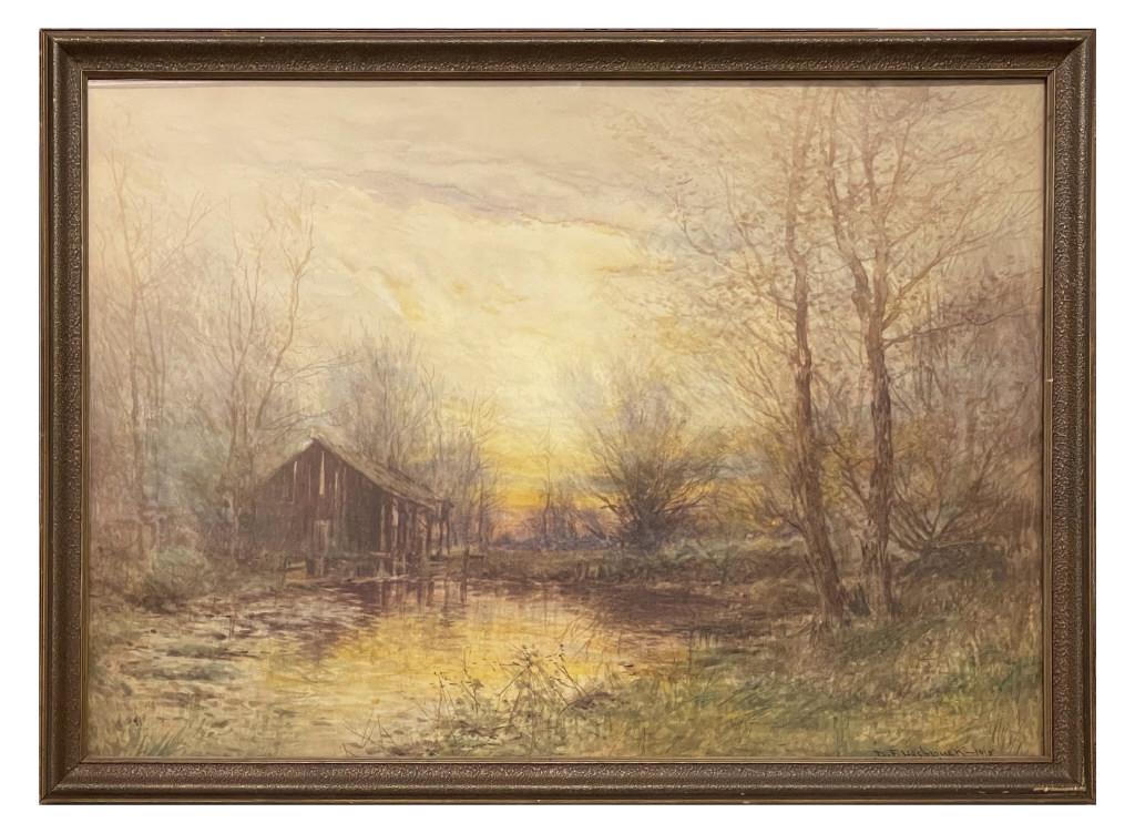 "TWILIGHT LANDSCAPE" SGND D. F. HASBROUCK,1915 (1 of 9)