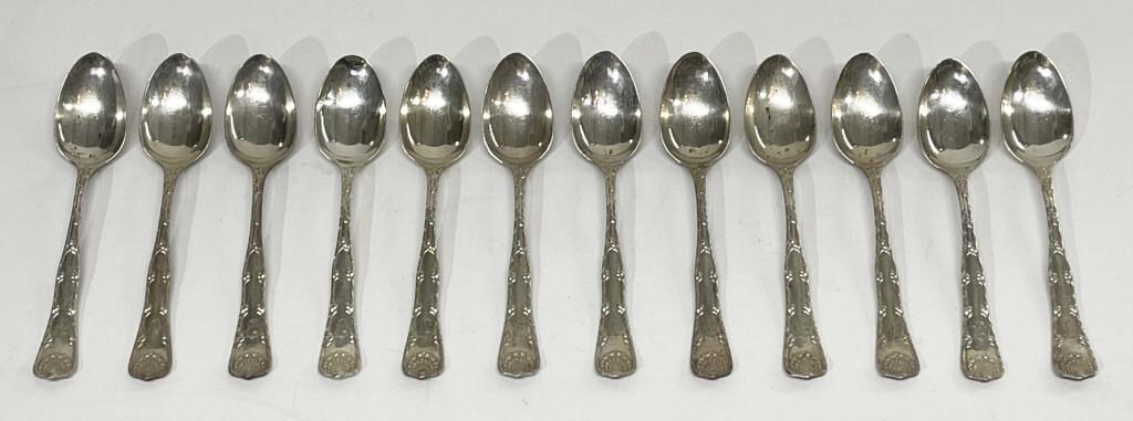 SET OF 12 TIFFANY STERLING SILVER TEASPOONS "WAVE EDGE" (1 of 4)