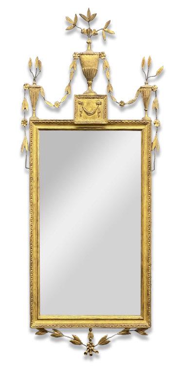 GILT WOOD FEDERAL STYLE MIRROR, CLASSICAL URNS & (1 of 6)