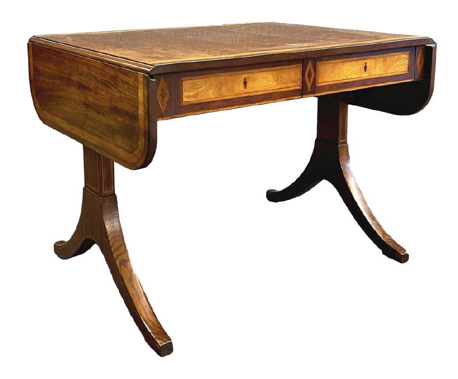 INLAID 19THC. BANDED TOP SOFA TABLE W/ 2 DRAWERS 57 (1 of 8)