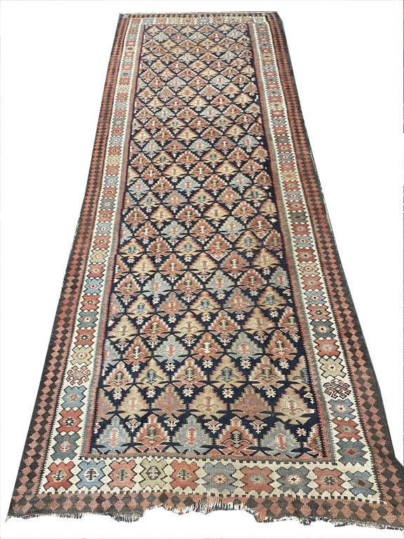 CAUCASIAN KILIM SEMI ANTIQUE CARPET PARTIAL END BORDER (1 of 4)