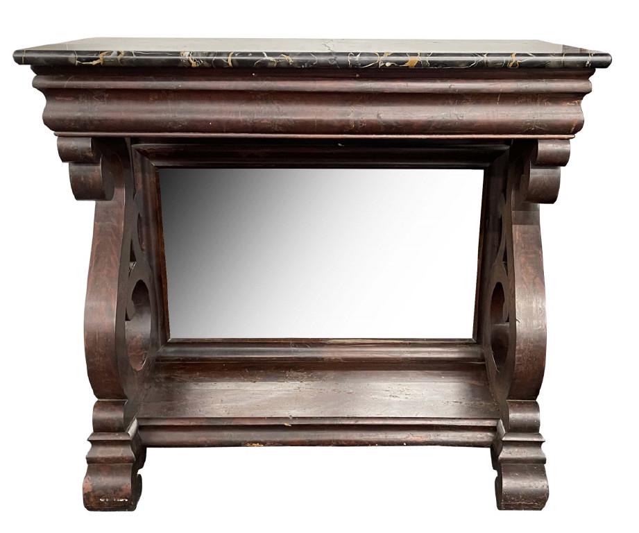 SCROLL BASED AMERICAN PIER TABLE, NY C. 1835 REPAIRED (1 of 6)