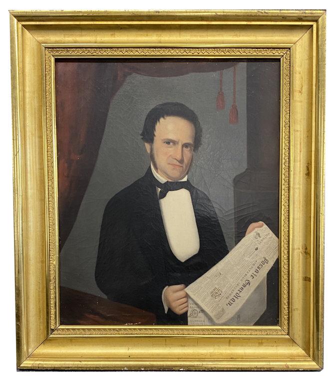 AMERICAN SCHOOL PORTRAIT, GENTLEMAN WITH NEWSPAPER (1 of 5)