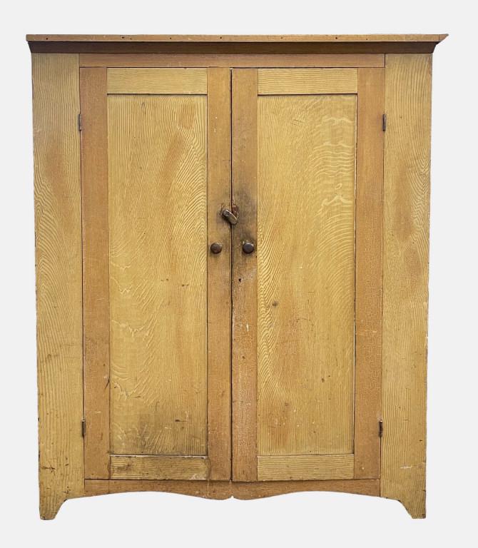 TWO DOOR GRAIN PAINTED AMERICAN CUPBOARD (64" TALL X (1 of 6)