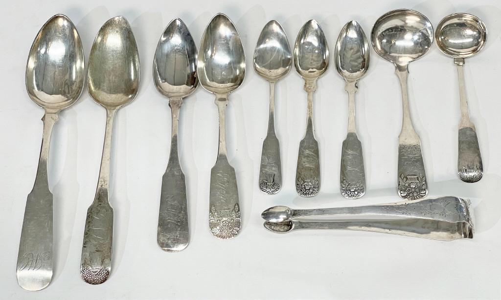 10 PCS. COIN SILVER  INC. SHEAF OF WHEAT, BASKET OF (1 of 9)