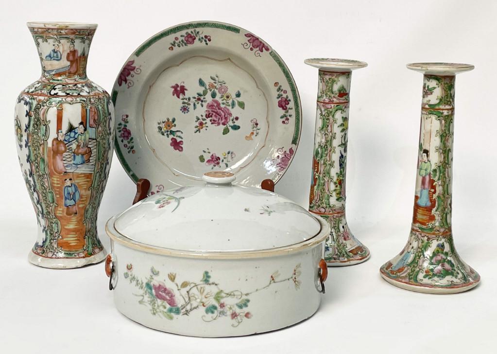 CHINESE EXPORT INC. ROSE MANDARIN  CANDLESTICKS, ROSE (1 of 14)