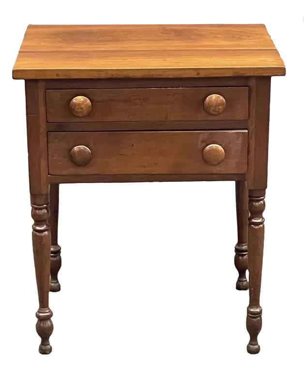 CHERRY TWO DRAWER COUNTRY SHERATON STAND 28 1/2" TALL (1 of 5)