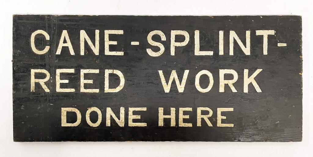 DOUBLE SIDED TRADE SIGN "CANE,SPLINT REED WORK" 10 1/2" (1 of 2)
