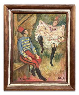 WALDO PIERCE "CAN CAN GAITE PARISIENNE" SIGNED IN: WALDO PIERCE "CAN CAN GAITE PARISIENNE" SIGNED IN VERSO, DEDICATED & INITIALED (20" X 16")