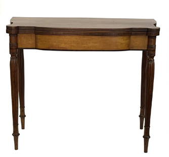 PORTSMOUTH REEDED LEG CARD TABLE SATINWOOD APRONS (29": PORTSMOUTH REEDED LEG CARD TABLE SATINWOOD APRONS (29" TALL X 36" WIDE)