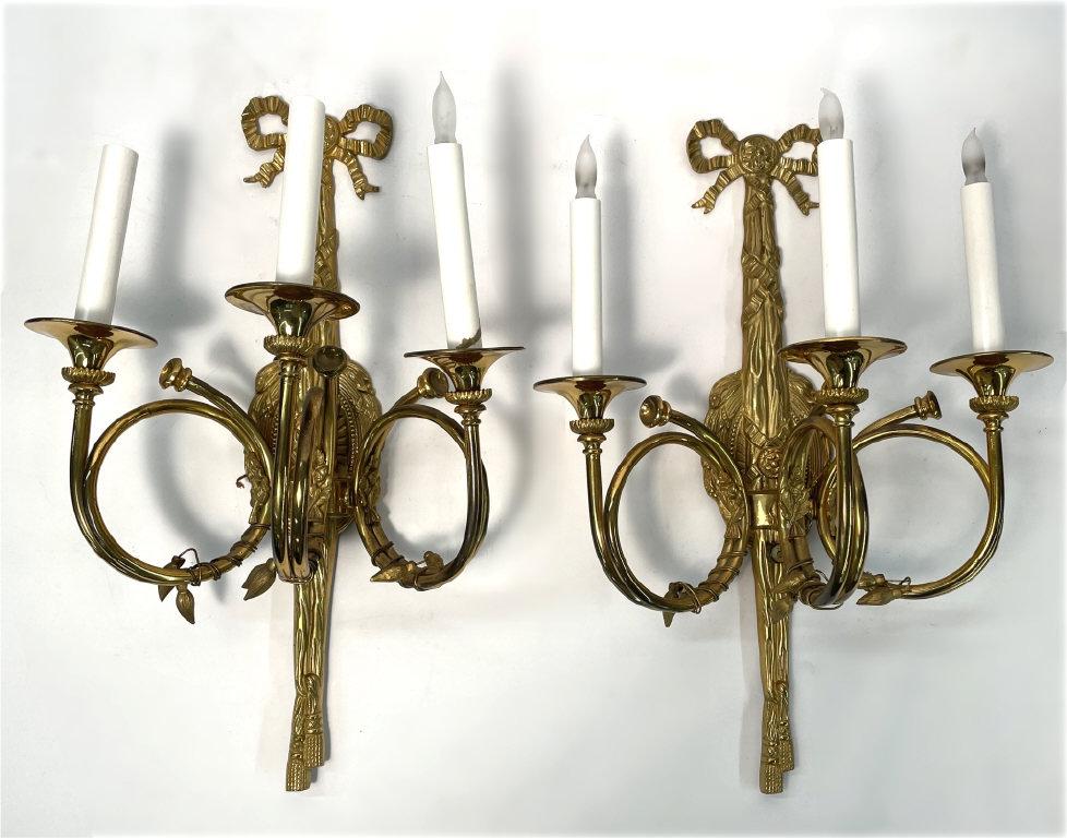PR OF TRIPLE LIGHT ELECTRIFIED SCONCES 21" X 14" EACH (1 of 6)