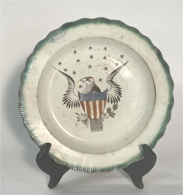 LEEDSWARE PLATE WITH AMERICAN EAGLE 8" DIAM (1 of 3)