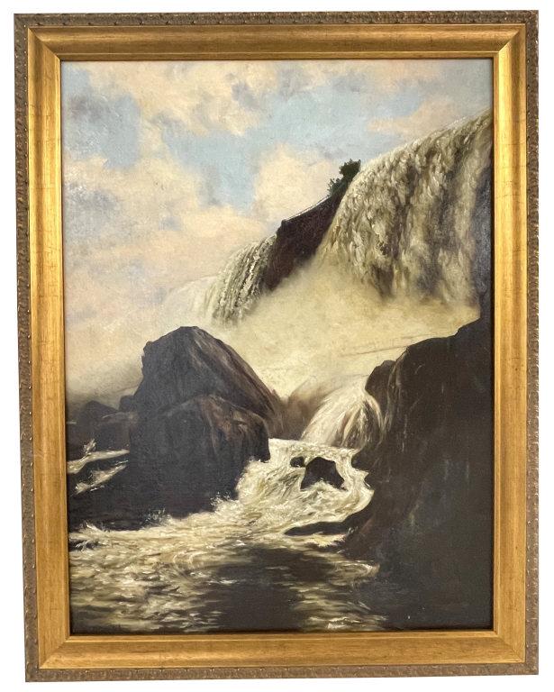 "WATERFALL" OIL/ CANVAS SGND LOWER LEFT W. KERSHAW AND (1 of 6)