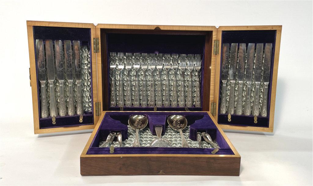 BOXED FRUIT & NUT SET FOR 12, HALLMARKED HB & H ALPHA (1 of 8)