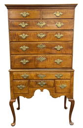 DIMINUTIVE TIGER MAPLE HIGHBOY, PROB EASTERN CT