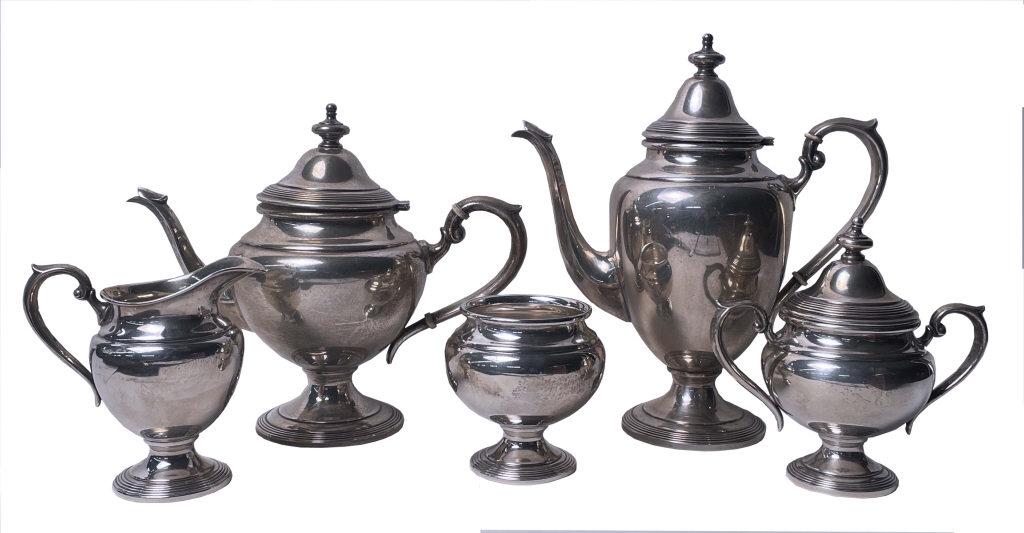 5 PCS. FISHER STERLING SILVER TEA & COFFEE SET NO (1 of 6)