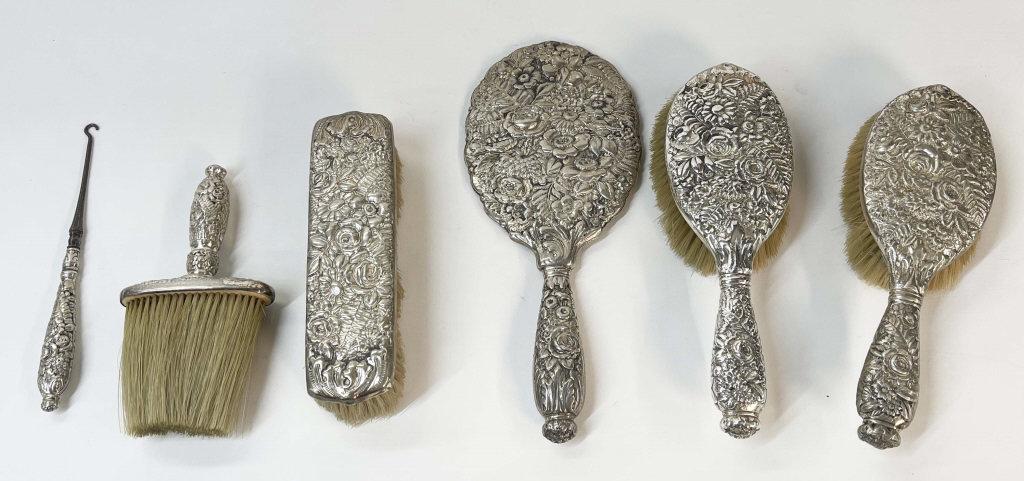 6 PIECE TIFFANY STERLING REPOUSSE DRESSER SET (1 of 10)