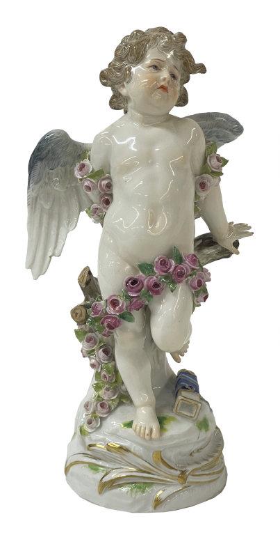 CROSSED SWORD MEISSEN FIGURINE OF AN ANGEL 7 1/2"T: CROSSED SWORD MEISSEN FIGURINE OF AN ANGEL 7 1/2"T