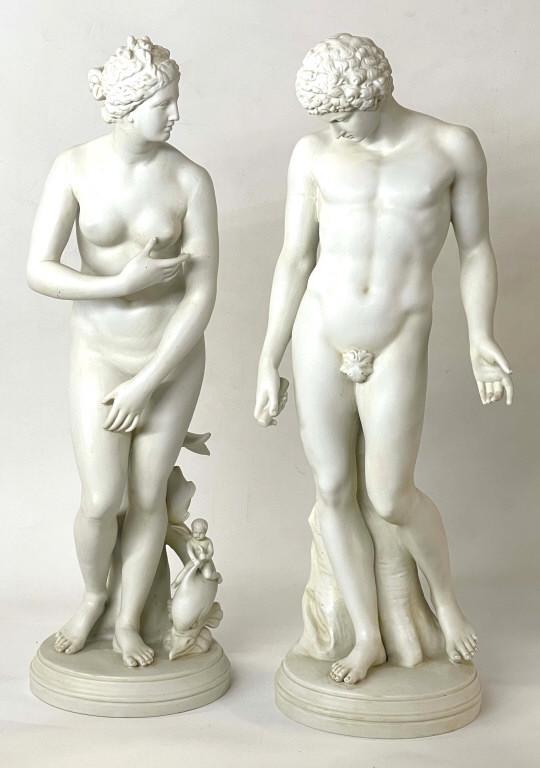 PR OF ADAM & EVE PARIAN FIGURES, 21" TALL (1 of 11)