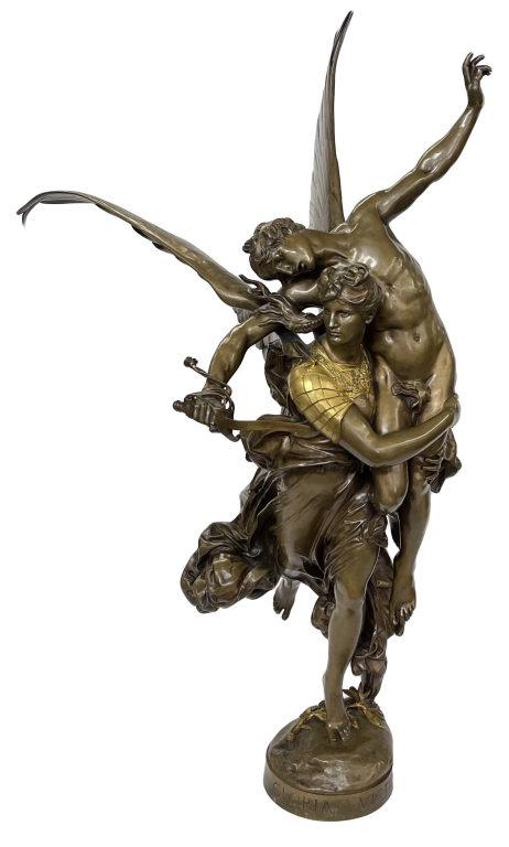 BRONZE "GLORIA VICTIS" BY A. MERCIE 42" TALL (ANTONIN MERCIE 1845 - 1911) (1 of 9)