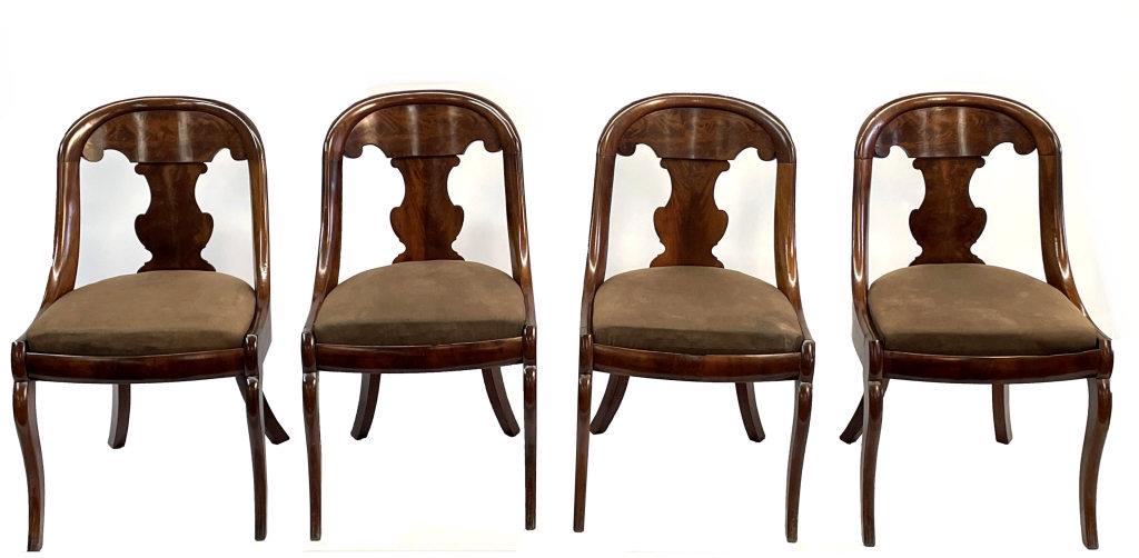 SET OF 4 NY MAHOGANY GONDOLA CHAIRS C. 1825 (1 of 6)