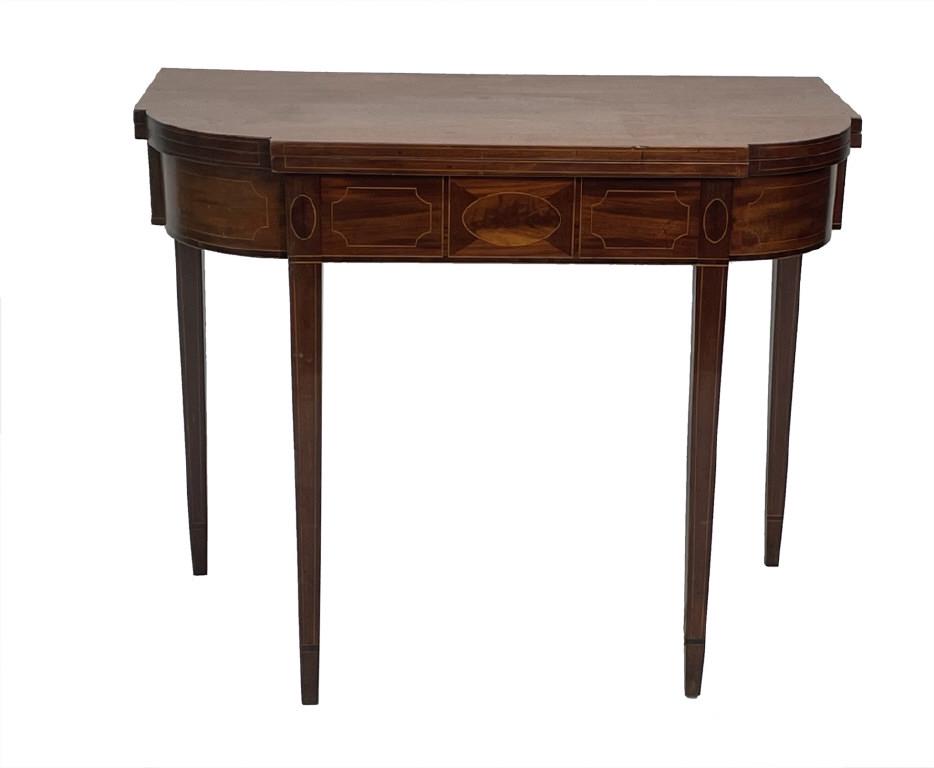 C.1800 NEW ENGLAND HEPPLEWHITE CARD TABLE INLAID (29 3/4' X 36" X 17 3/4") (1 of 11)
