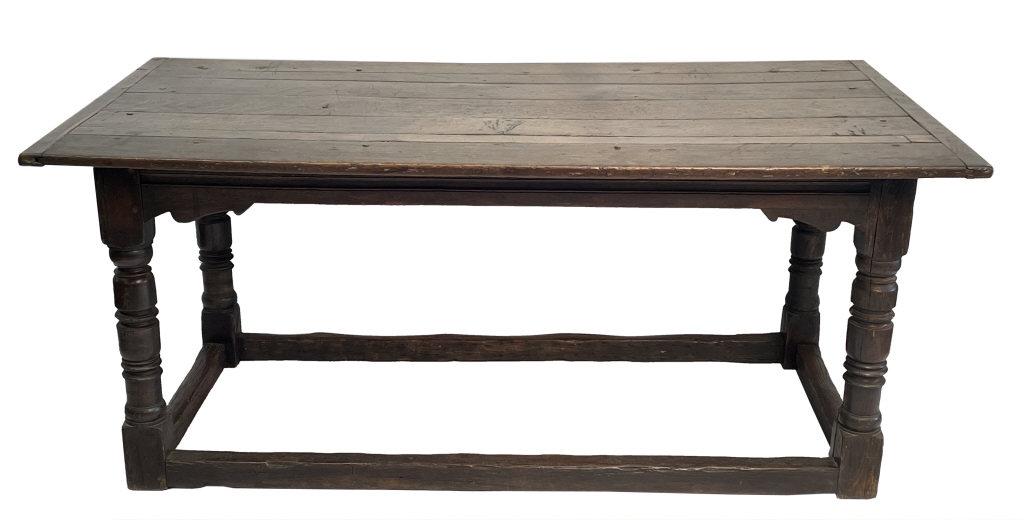 LATE 17THC. OR EARLY 18THC. STRETCHER BASED TABLE TOP MEASURES 38 1/2" X 72" (1 of 9)