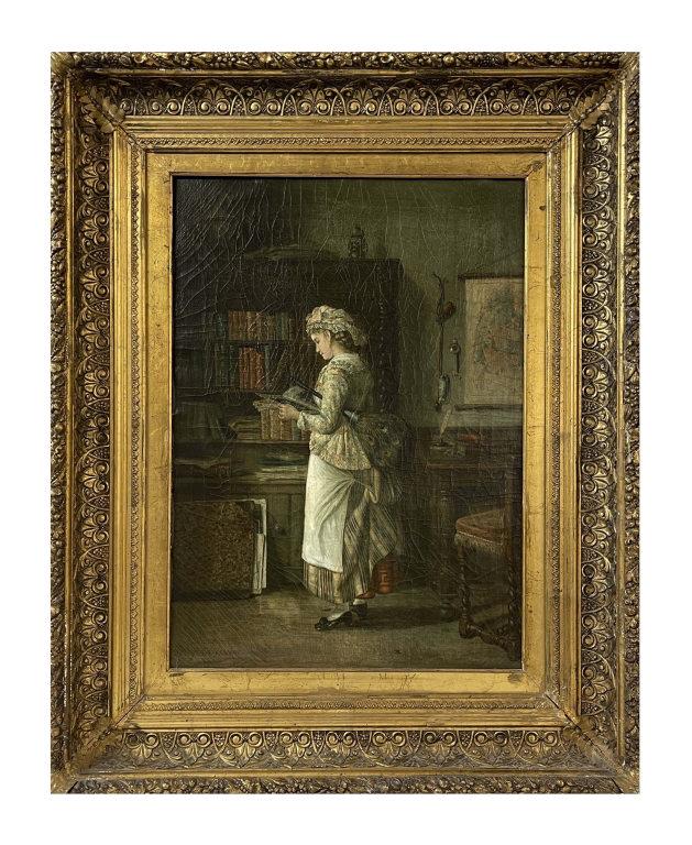 THE CURIOUS MAID" SIGNED INDISTINCTLY 27 1/4" X 19 1/2 (1 of 8)
