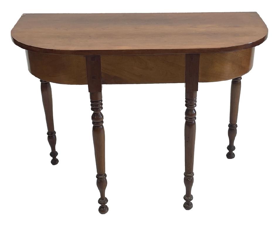MAPLE & CHERRY COUNTRY SHERATON DEMI LUNE TABLE 29" TALL X 40" WIDE X 19" DEEP (1 of 4)