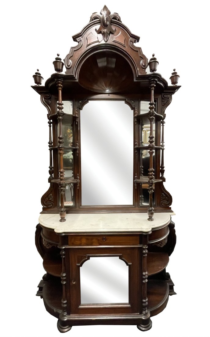 ROSEWOOD CREDENZA/ ETAGERE WITH MARBLE TOP (1 of 7)