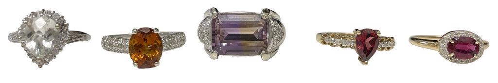 5 FASHION RINGS WITH COLORED STONES & DIAMONDS 14KT & 10KT (APPROX. 13.6 DWT) (1 of 6)