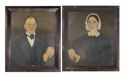 IMPT. PAIR OF AMERICAN SCHOOL PORTRAITS, O/C BY JOHN JAMES TRUMBULL  ARNOLD C. 1840 -50, 30" X 24"