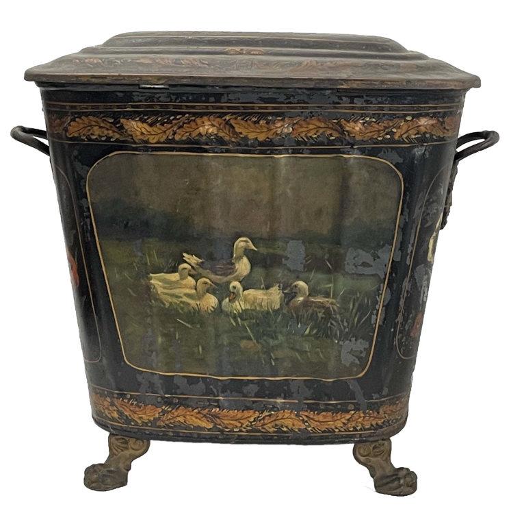 PAINT DECORATED TOLEWARE FUEL CONTAINER 19" X 21 1/2" X 12 1/2" (1 of 5)