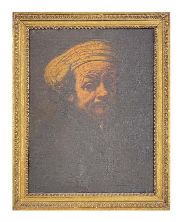 OIL/CANVAS REMBRANDT SELF PORTRAIT 18THC. AS APOSTLE JOHN ARTIST UNKNOWN (23 1/2' X 18 3/4") (1 of 3)